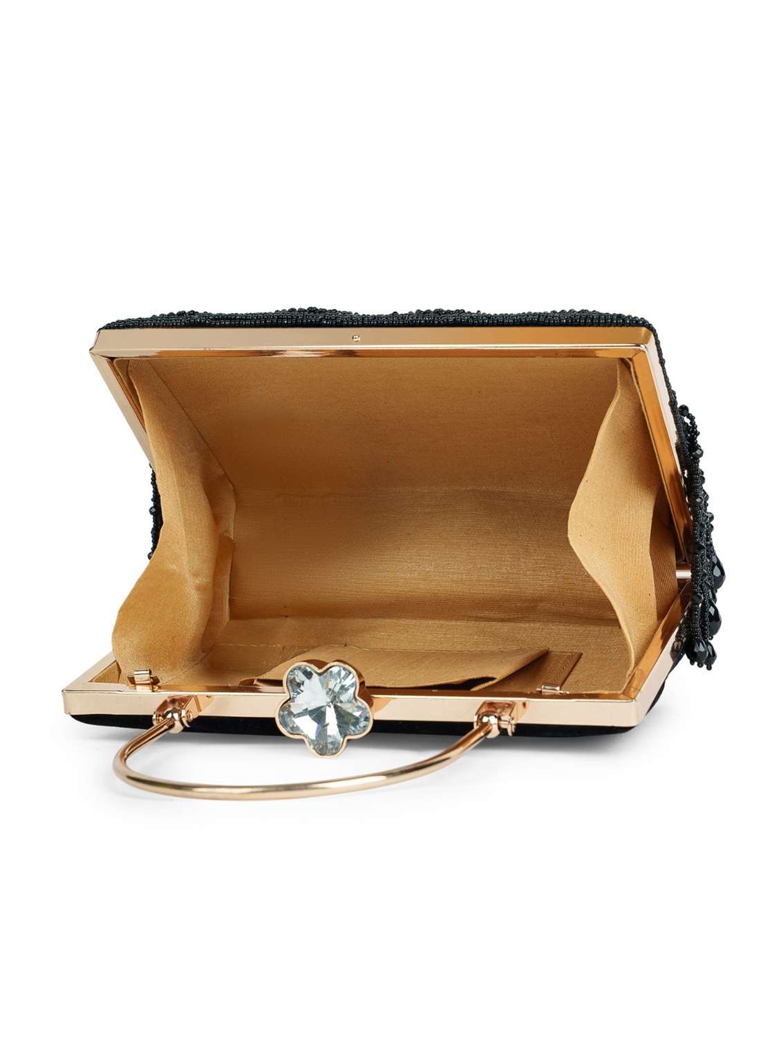 women black embellished velvet box clutch with handle - 22220129 -  Standard Image - 2