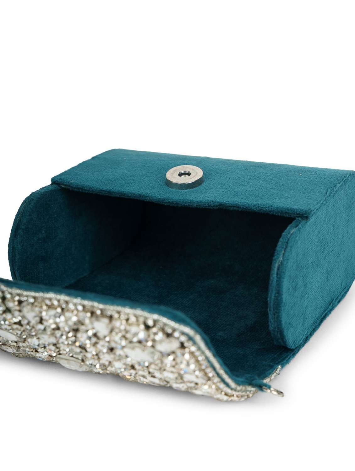 women teal embellished suede clutch  - 22220138 -  Standard Image - 2