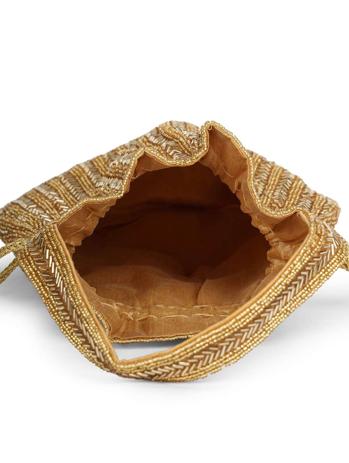 gold embroidery faux silk potli bag - 22220142 -  Standard Image - 2