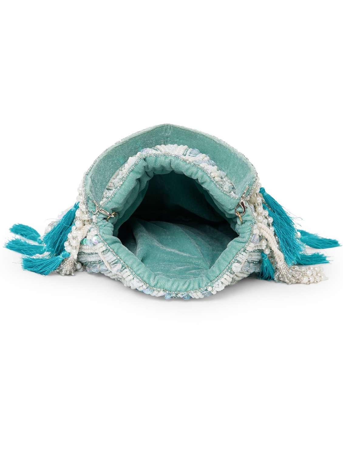 ethnic embroidered velvet potli with tassels  - 22220147 -  Standard Image - 2