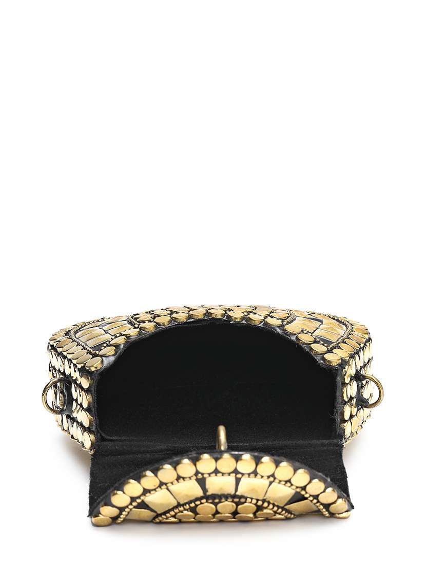gold embellished metal box clutch - 22220149 -  Standard Image - 2