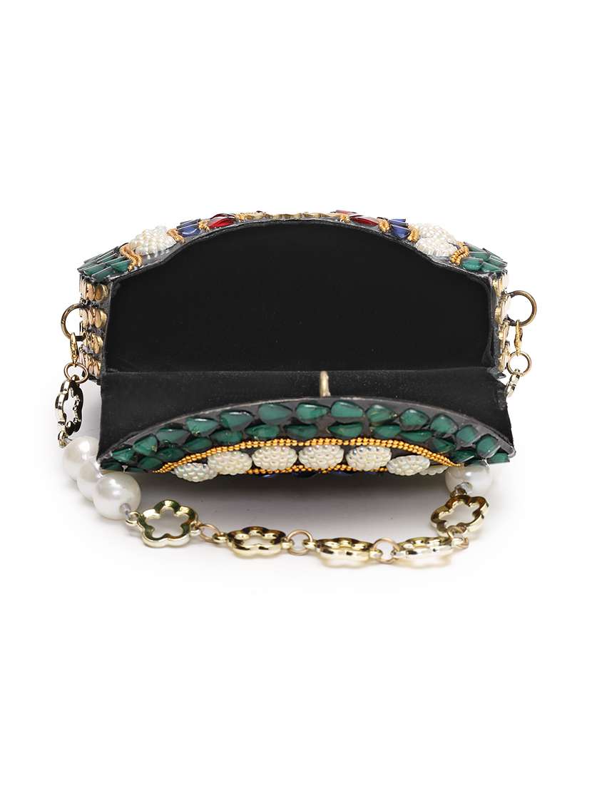 embellished green metal clutch - 22220150 -  Standard Image - 2