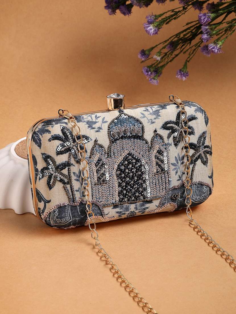 women embroidered clutch with detachable strap