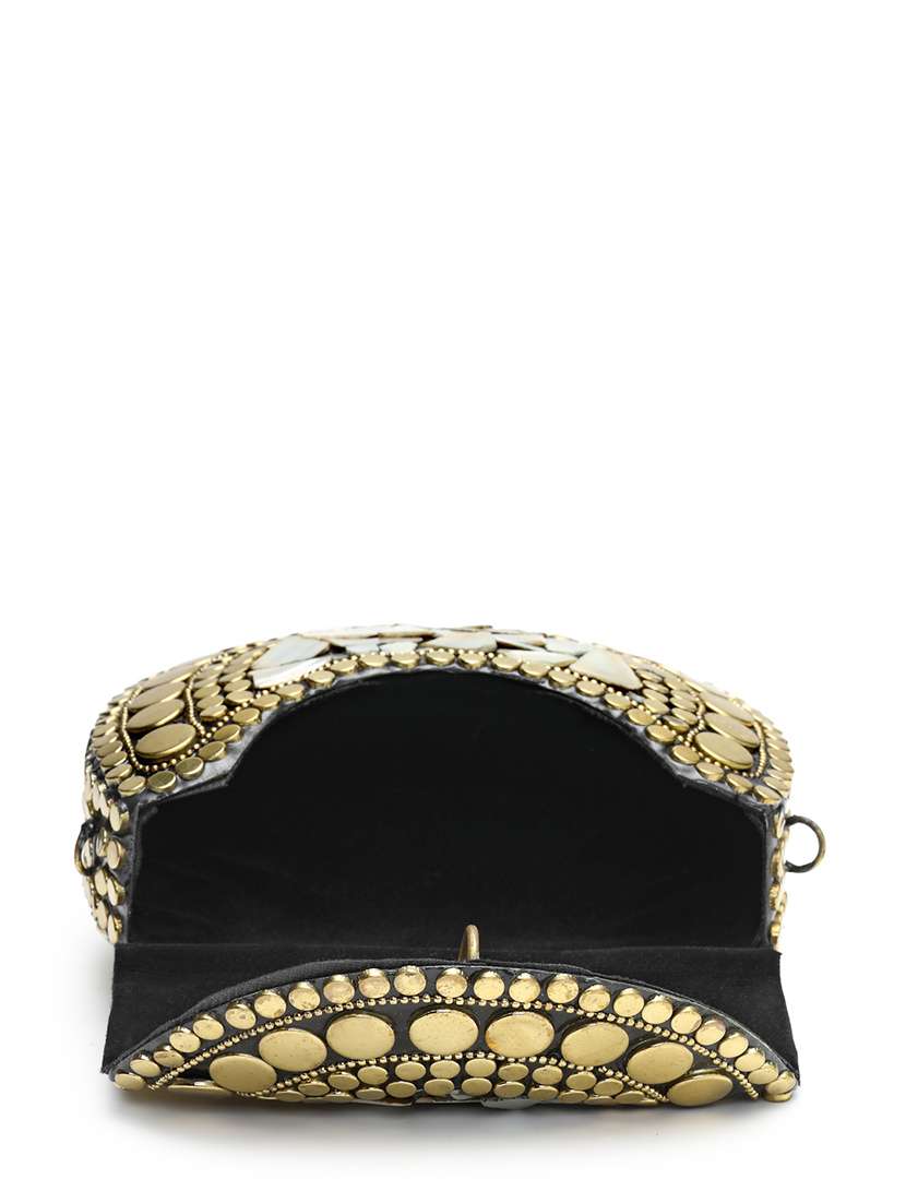 gold embellished metal party clutch - 22220166 -  Standard Image - 2