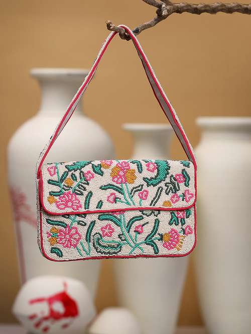 floral embellished cream box clutch - 22220172 -  Standard Image - 0