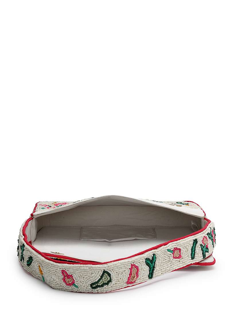 floral embellished cream box clutch - 22220172 -  Standard Image - 2