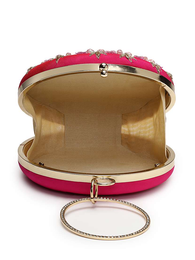 pink embellished faux silk party clutch - 22220173 -  Standard Image - 2