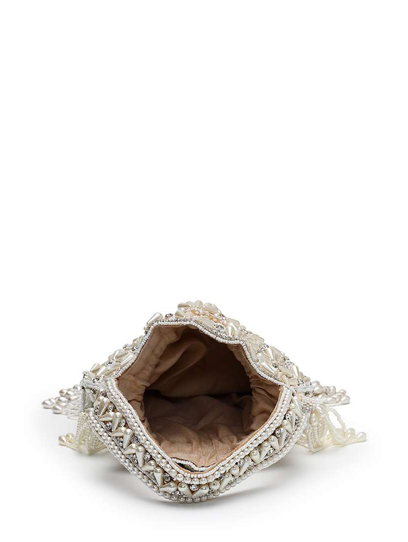 women embellished pearl detiled potli bag - 22220180 -  Standard Image - 2