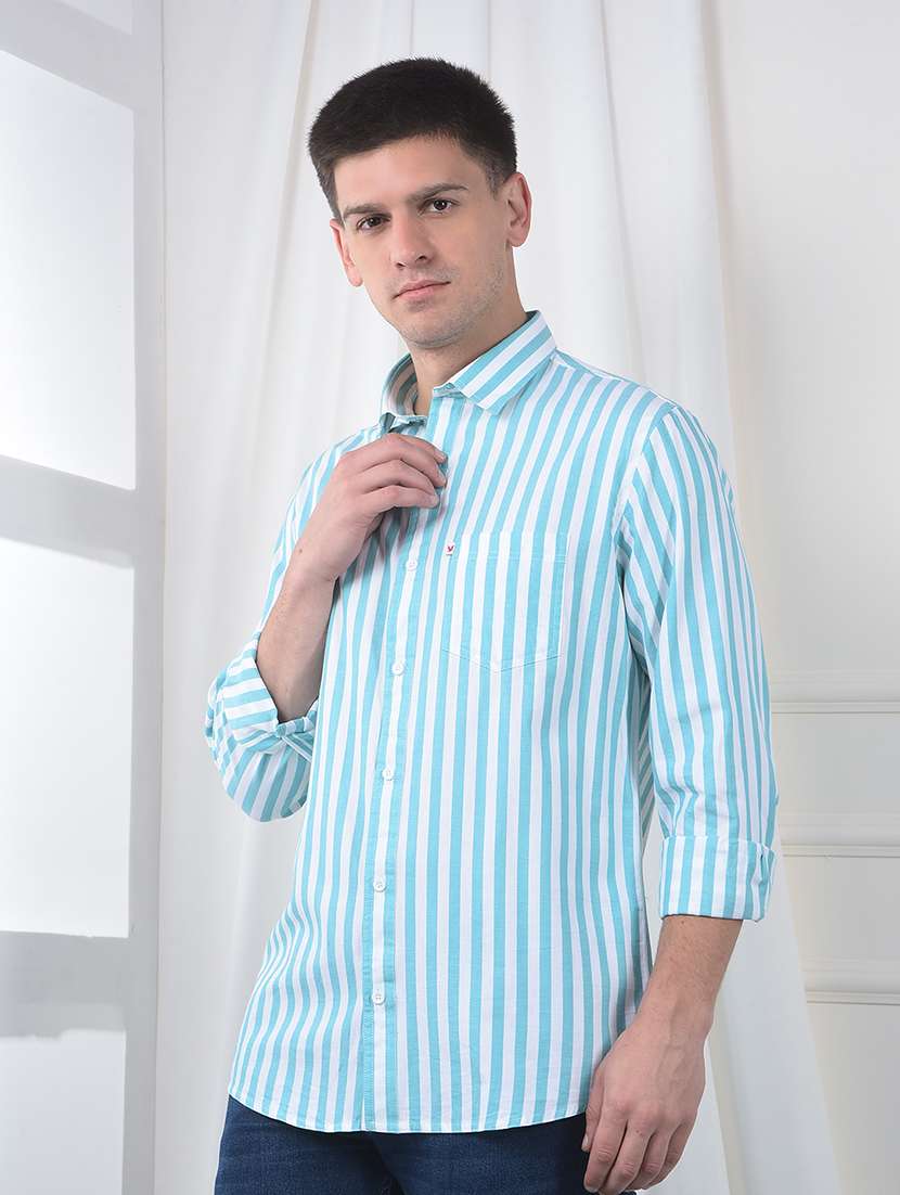 men striped long sleeve regualr fit casual shirt - 22220207 -  Standard Image - 2