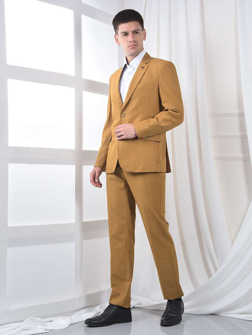 men solid lapel collar 2-piece suits set - 22220232 -  Standard Image - 2