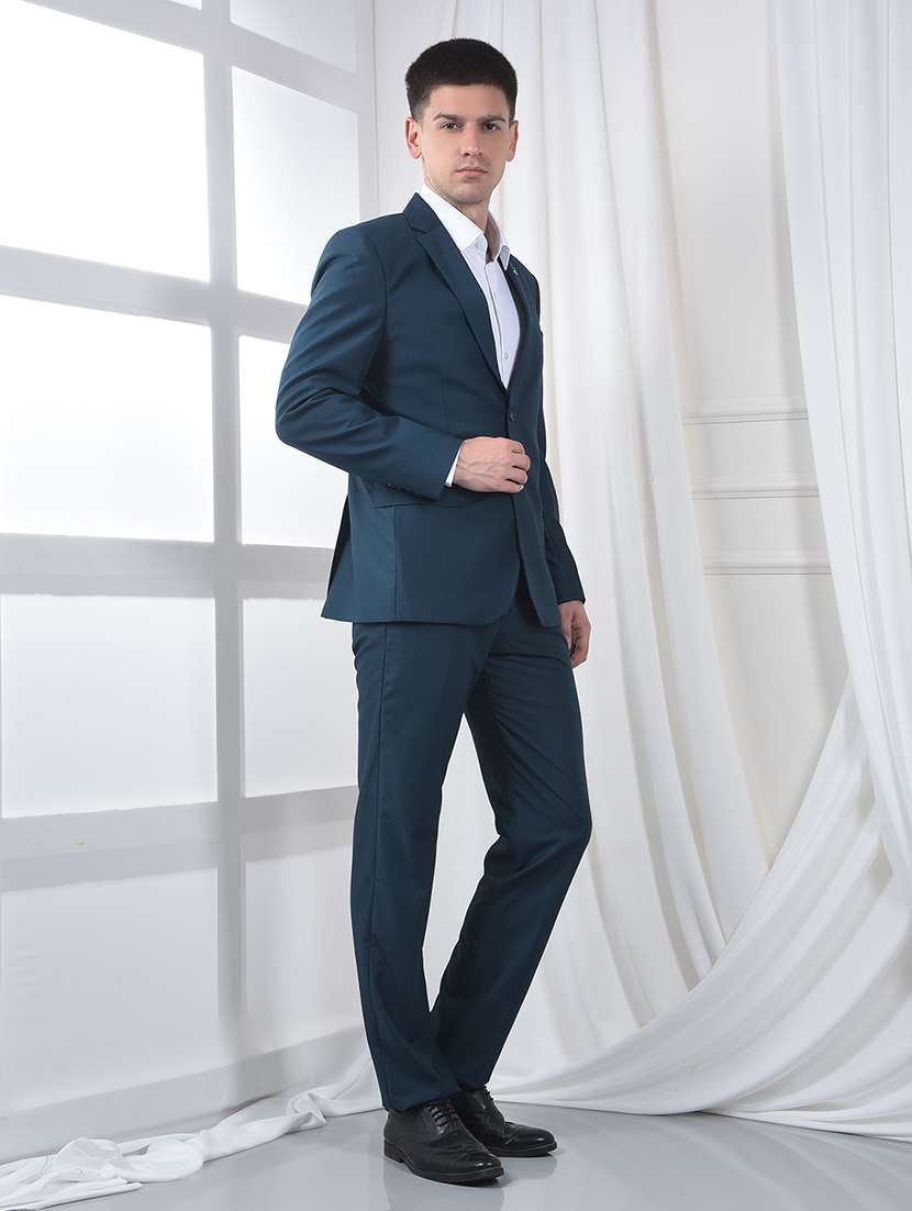 men solid lapel collar 2-piece suits set - 22220235 -  Standard Image - 2