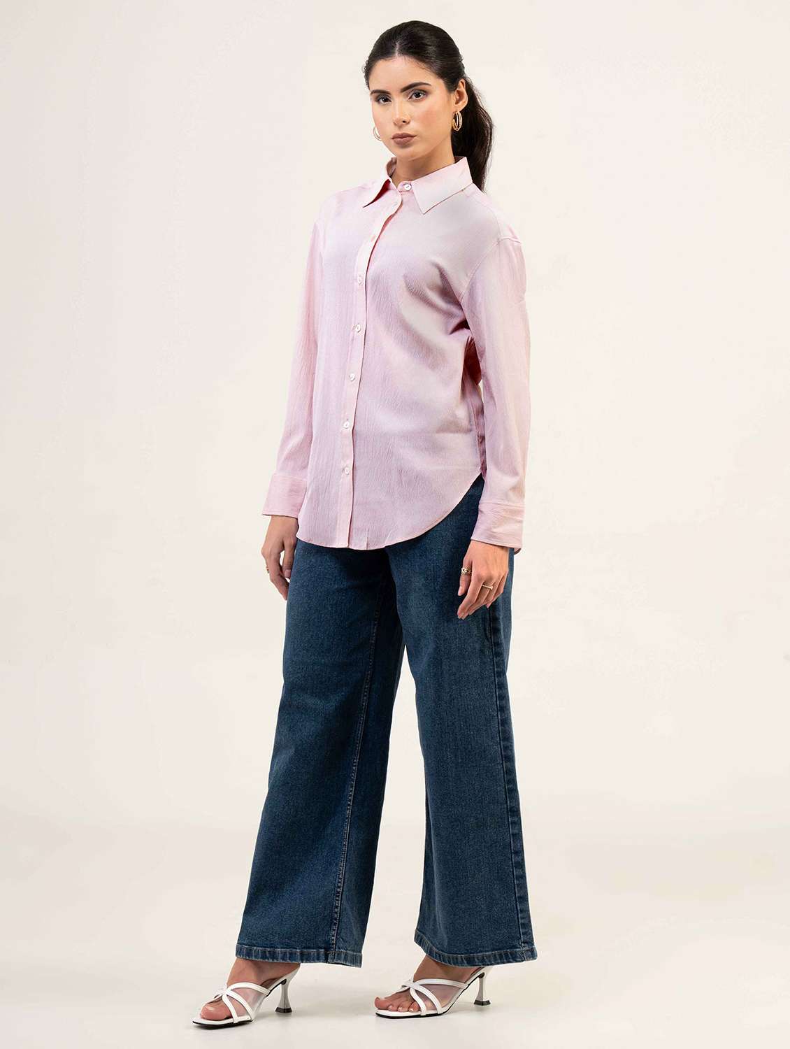 women solid long sleeve collared shirt - 22220250 -  Standard Image - 2