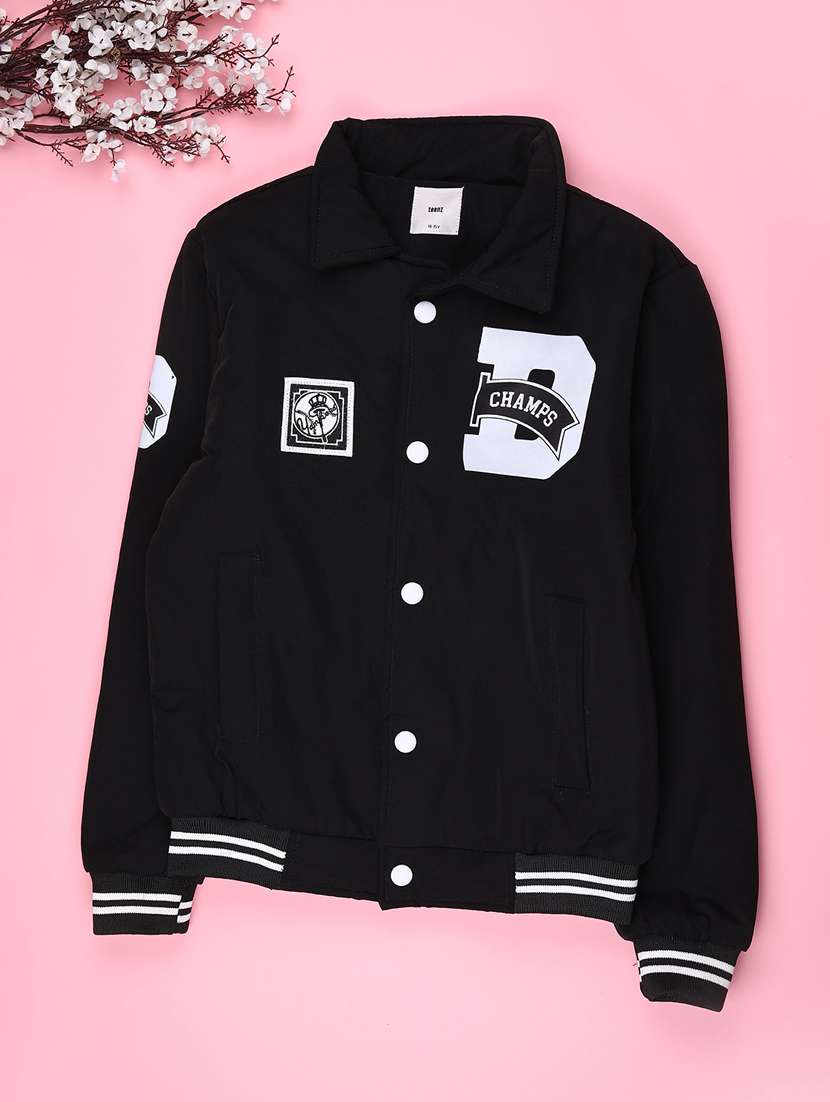 boys printed long sleeve varsity jacket