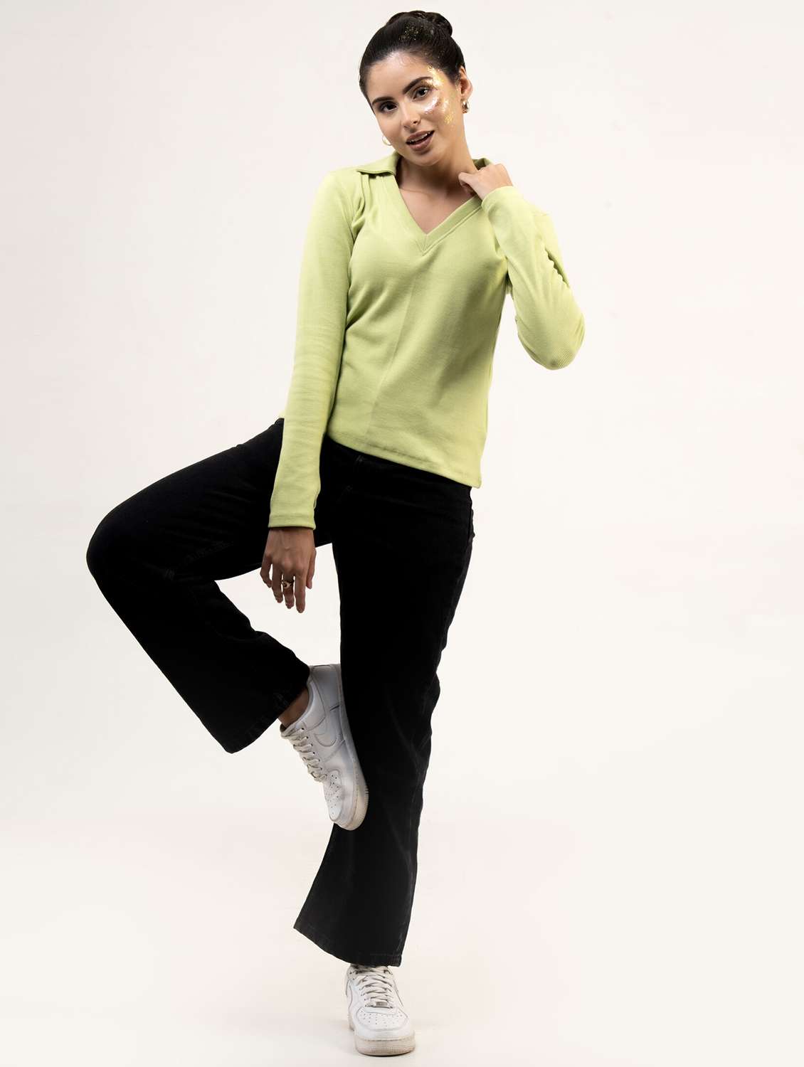 women soldi long sleeve collared straight top - 22220309 -  Standard Image - 2