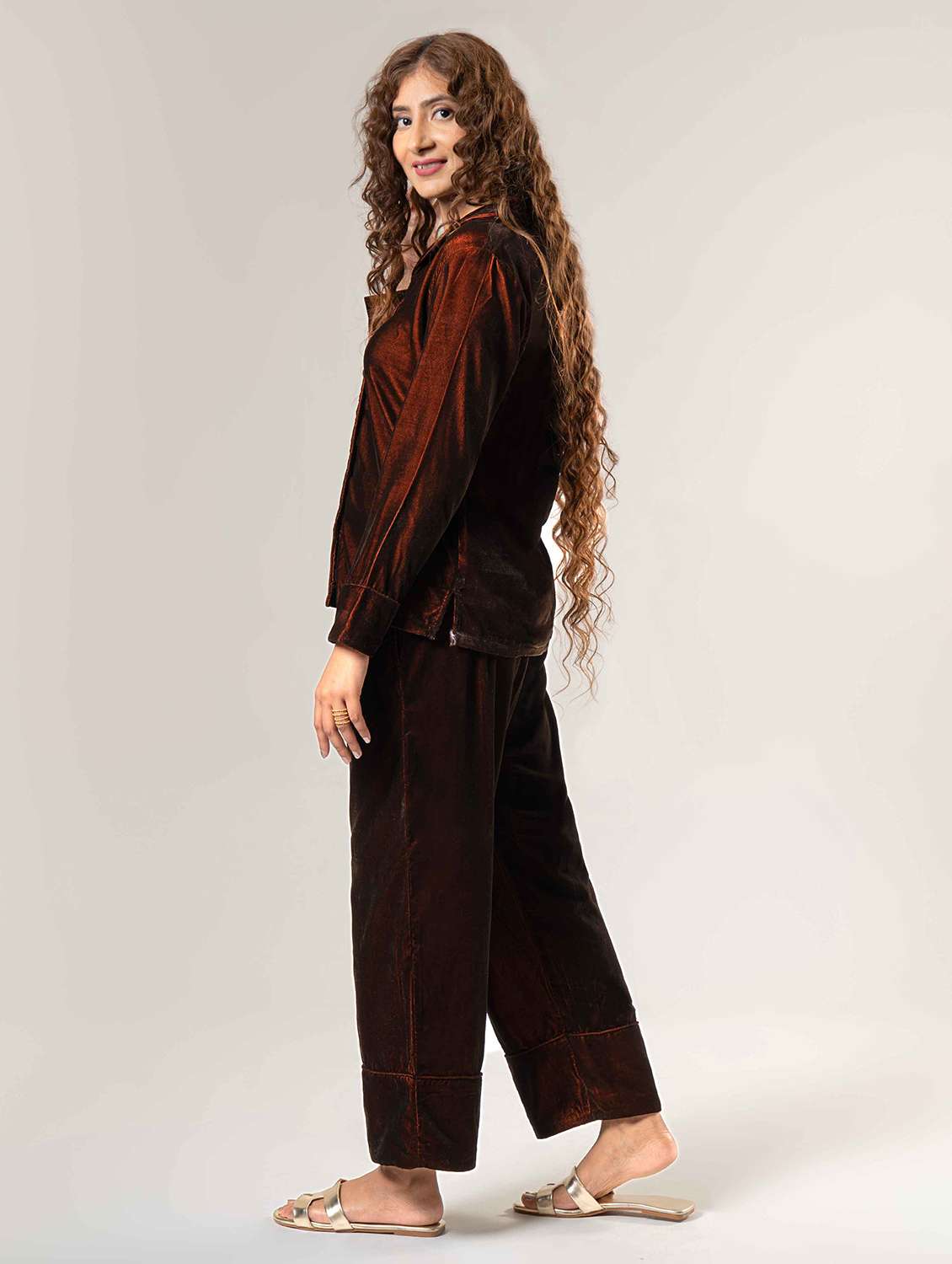 women solid nightwear pyjama set - 22220359 -  Standard Image - 2