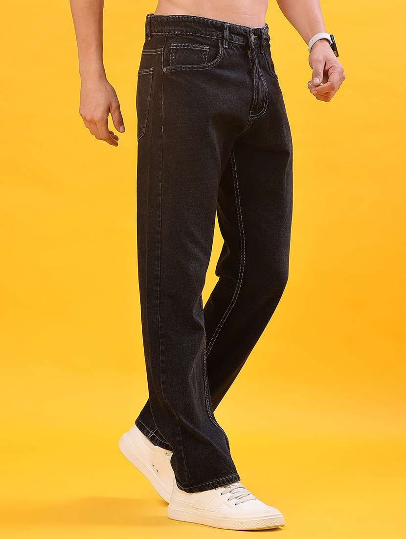 men plain mid rise full length straight fit jeans - 22220384 -  Standard Image - 2