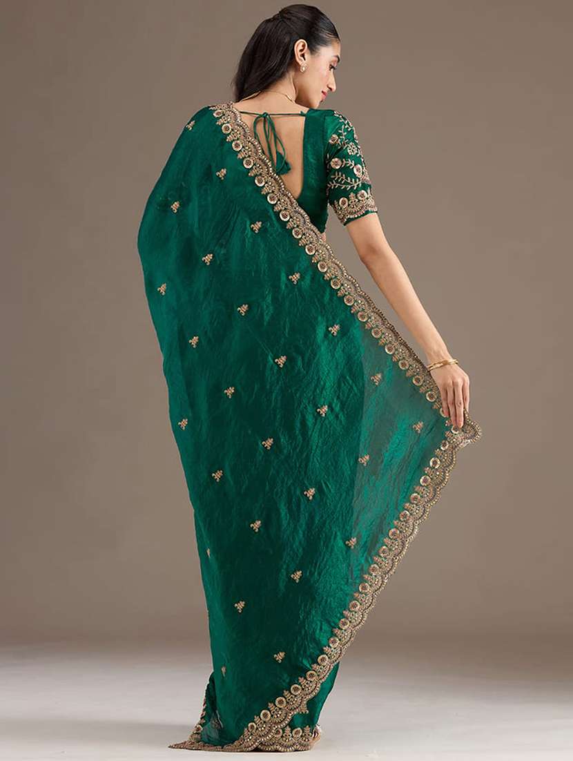 women solid with work embroidered saree with blouse - 22220386 -  Standard Image - 2