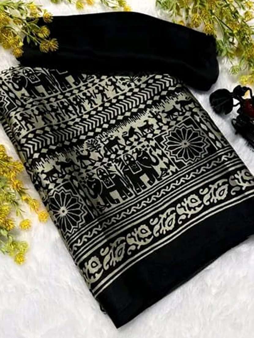 women warli printed saree with blouse - 22220388 -  Standard Image - 2