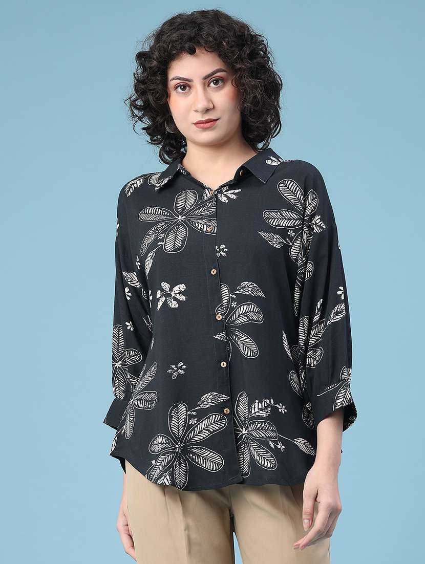 women floral print collared shirt - 22222954 -  Standard Image - 2