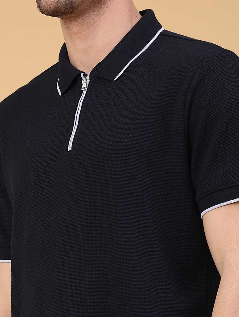 men textured short sleeve slim fit polo t-shirt - 22222985 -  Standard Image - 2