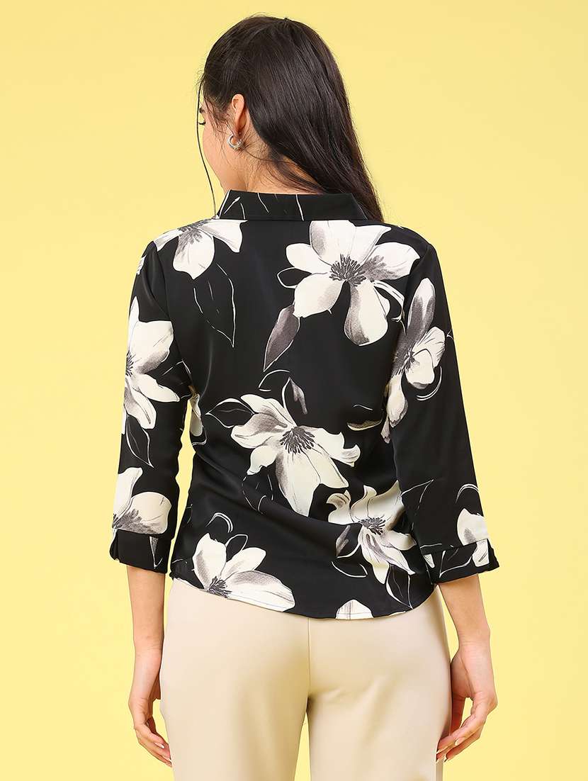 Women Floral Collared Neck Top - 22222990 -  Standard Image - 2