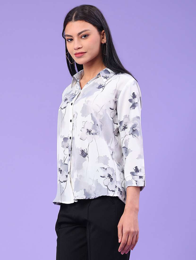women floral print collared neck top  - 22222993 -  Standard Image - 2