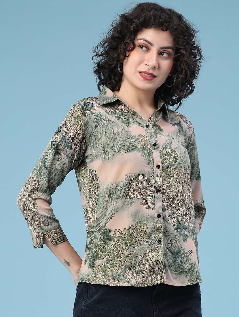 printed polyester shirt collar casual wear - 22222995 -  Standard Image - 2