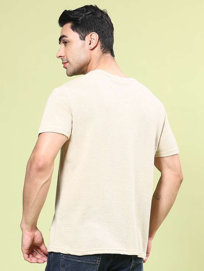 men beige cotton blend plain t-shirt - 22223007 -  Standard Image - 2