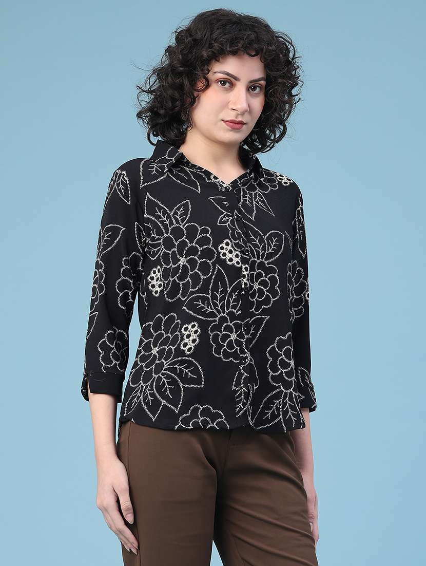 women embroidered collared shirt  - 22223010 -  Standard Image - 2