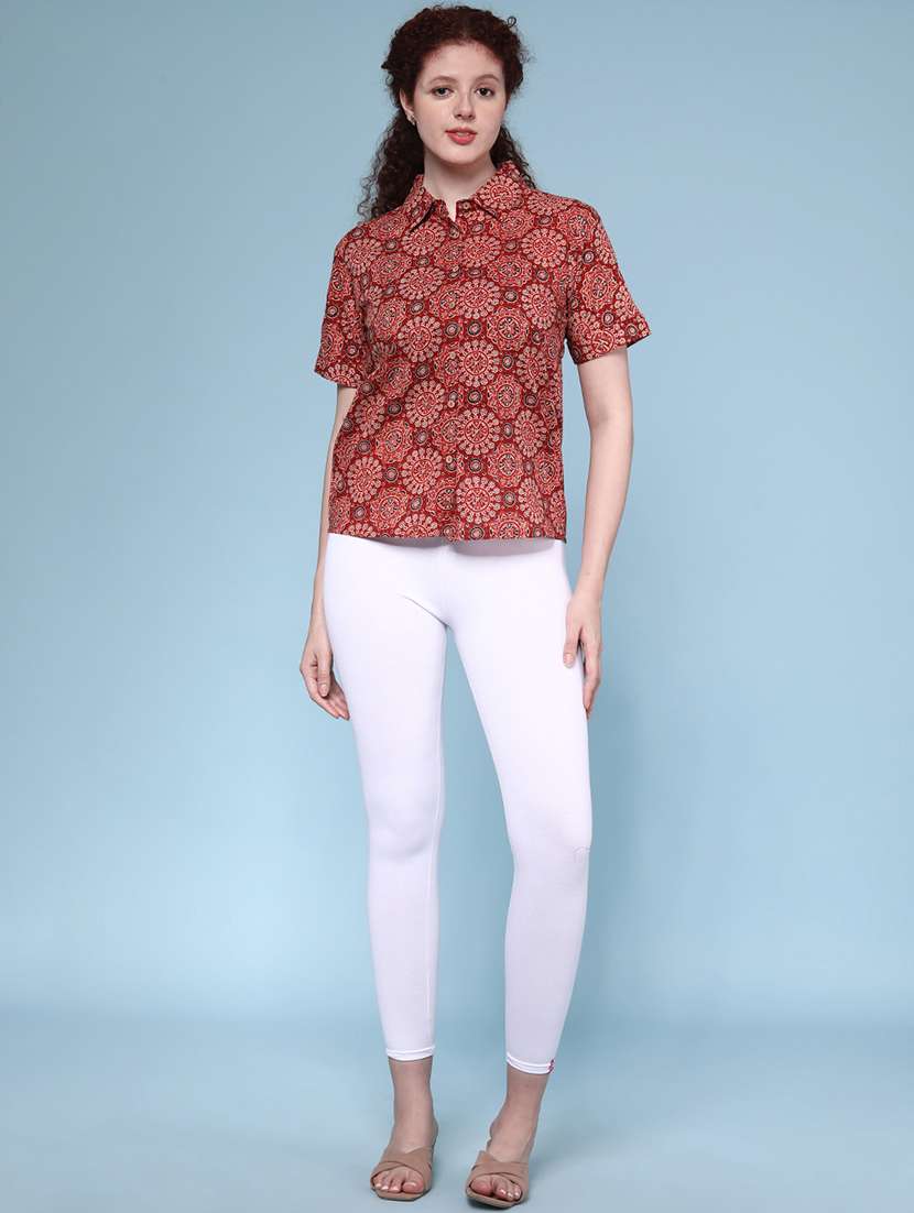 Women Red Cotton Regular Shirt - 22223013 -  Standard Image - 2