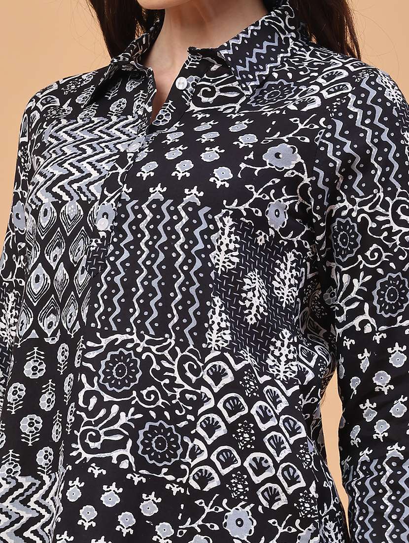 women black rayon regular shirt - 22223045 -  Standard Image - 2