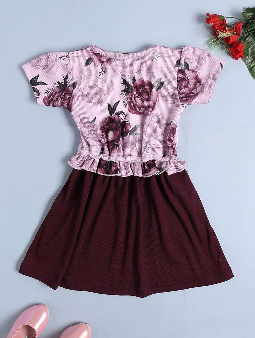 maroon cotton fit & flare dress - 22223049 -  Standard Image - 2