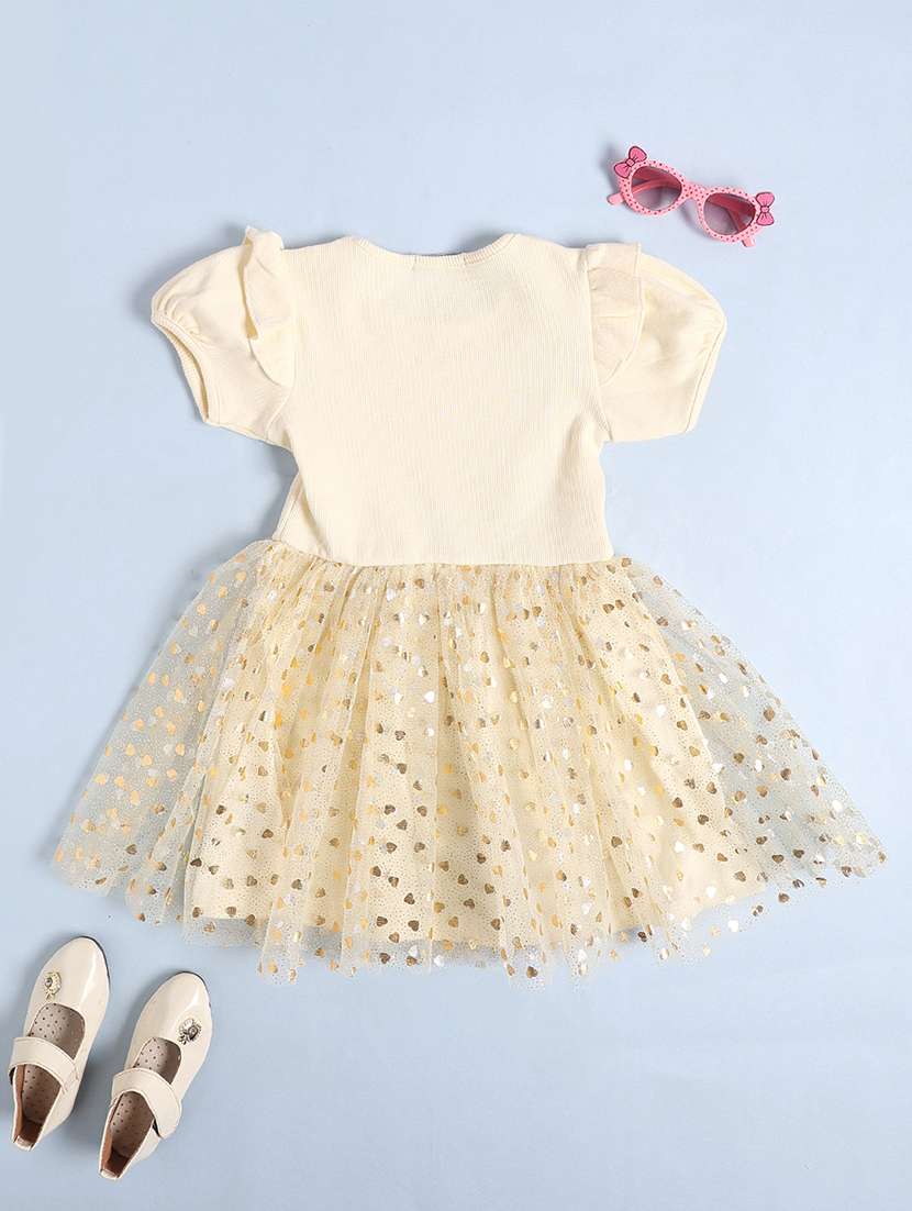 off white cotton fit & flare dress - 22223050 -  Standard Image - 2