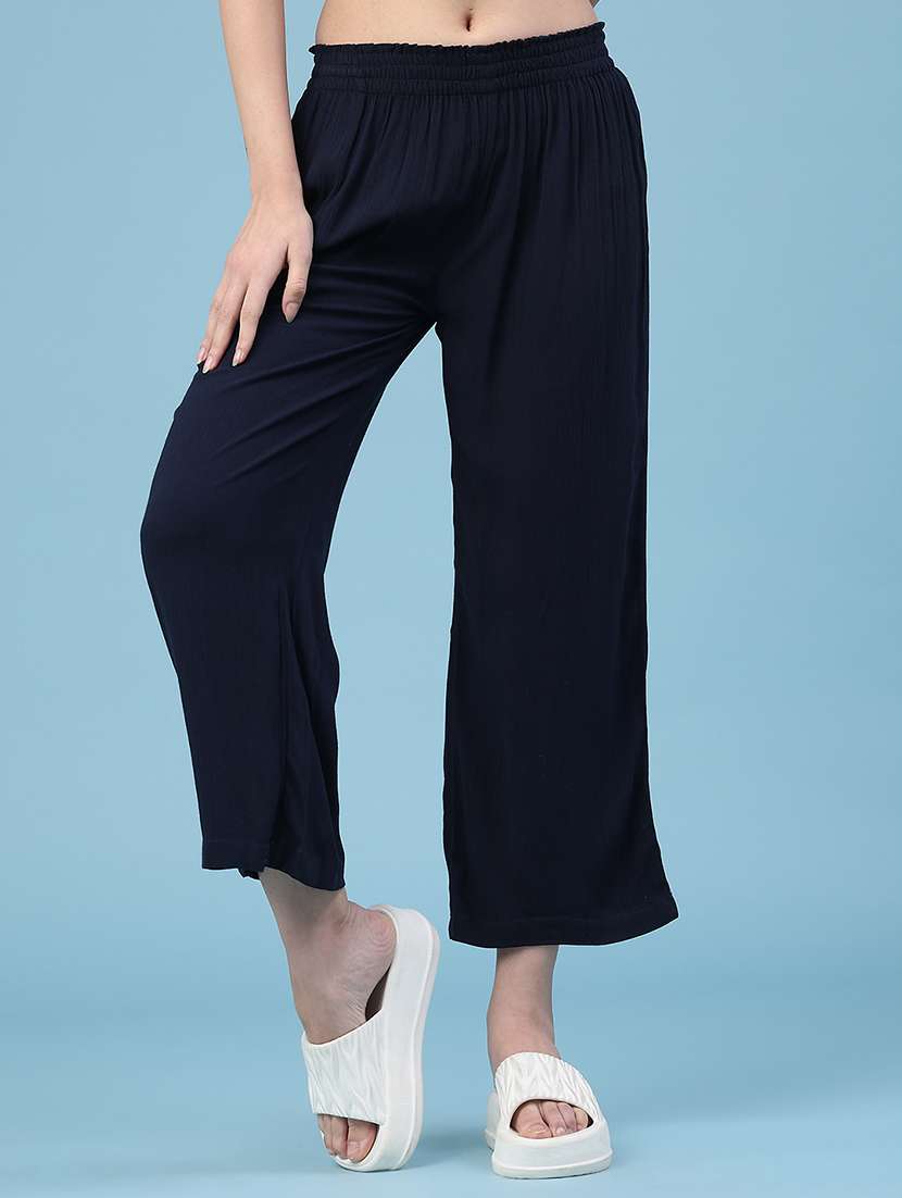 women solid mid rise staright palazzo