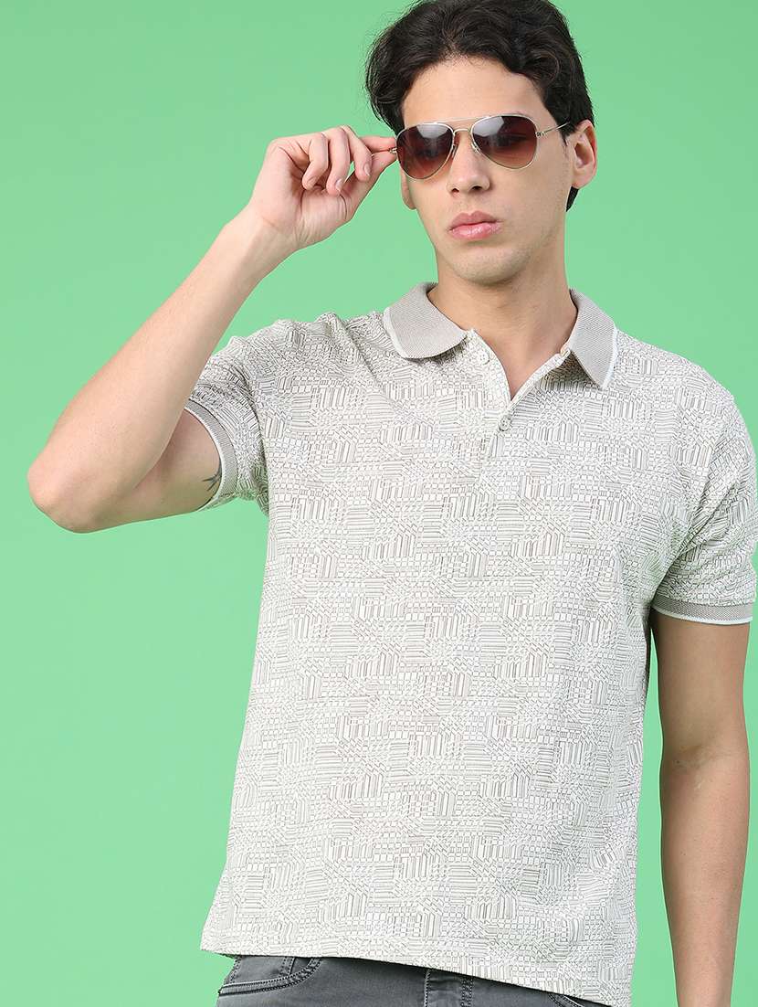men printed short sleeve regular fit polo t-shirt
