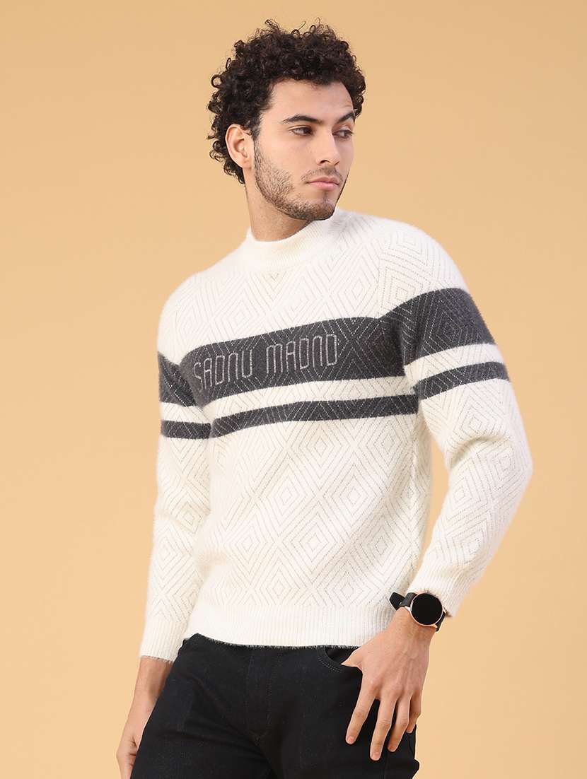 men self design long sleeve regular fit pullover  - 22223105 -  Standard Image - 2