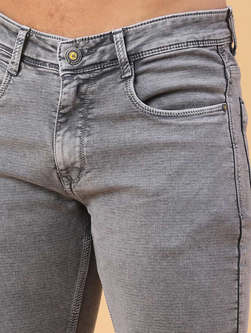 men plain mid rise full length slim fit jeans - 22223131 -  Standard Image - 2