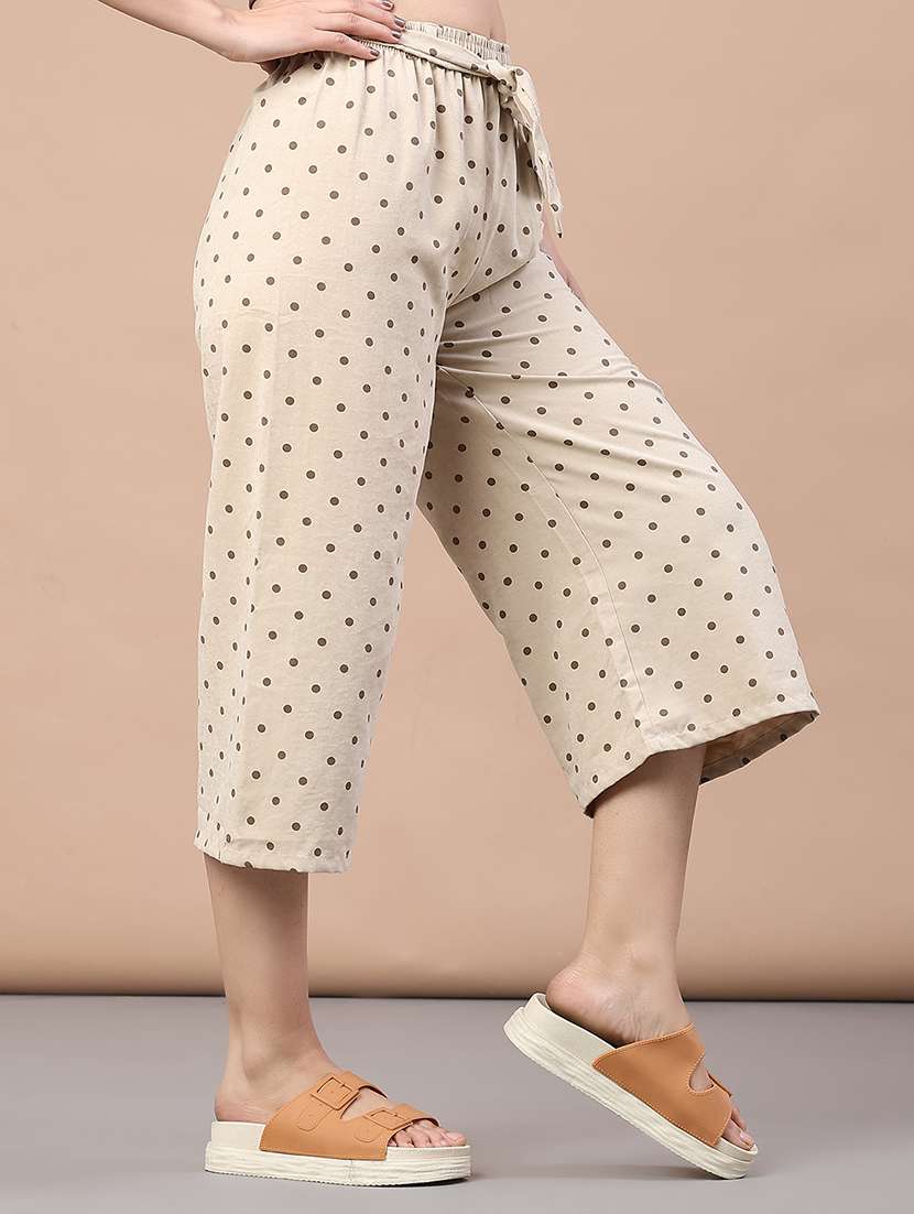women polka dot mid rise culottes trouser - 22223143 -  Standard Image - 2