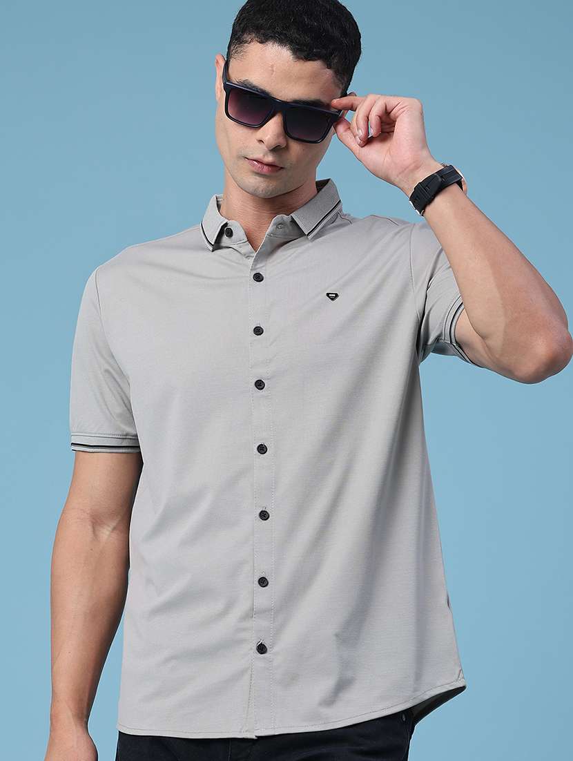 men solid short sleeves regular shirt - 22223160 -  Standard Image - 2