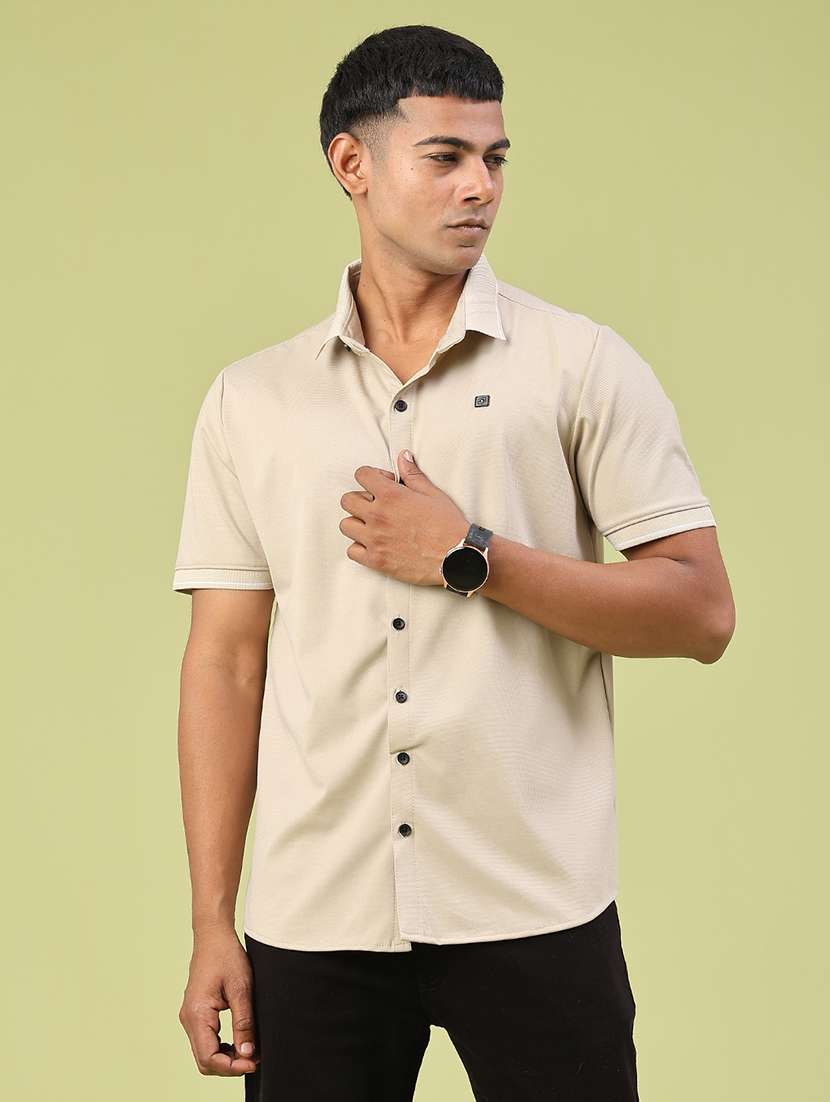 men solid short sleeve regular fit casual shirt - 22223164 -  Standard Image - 2