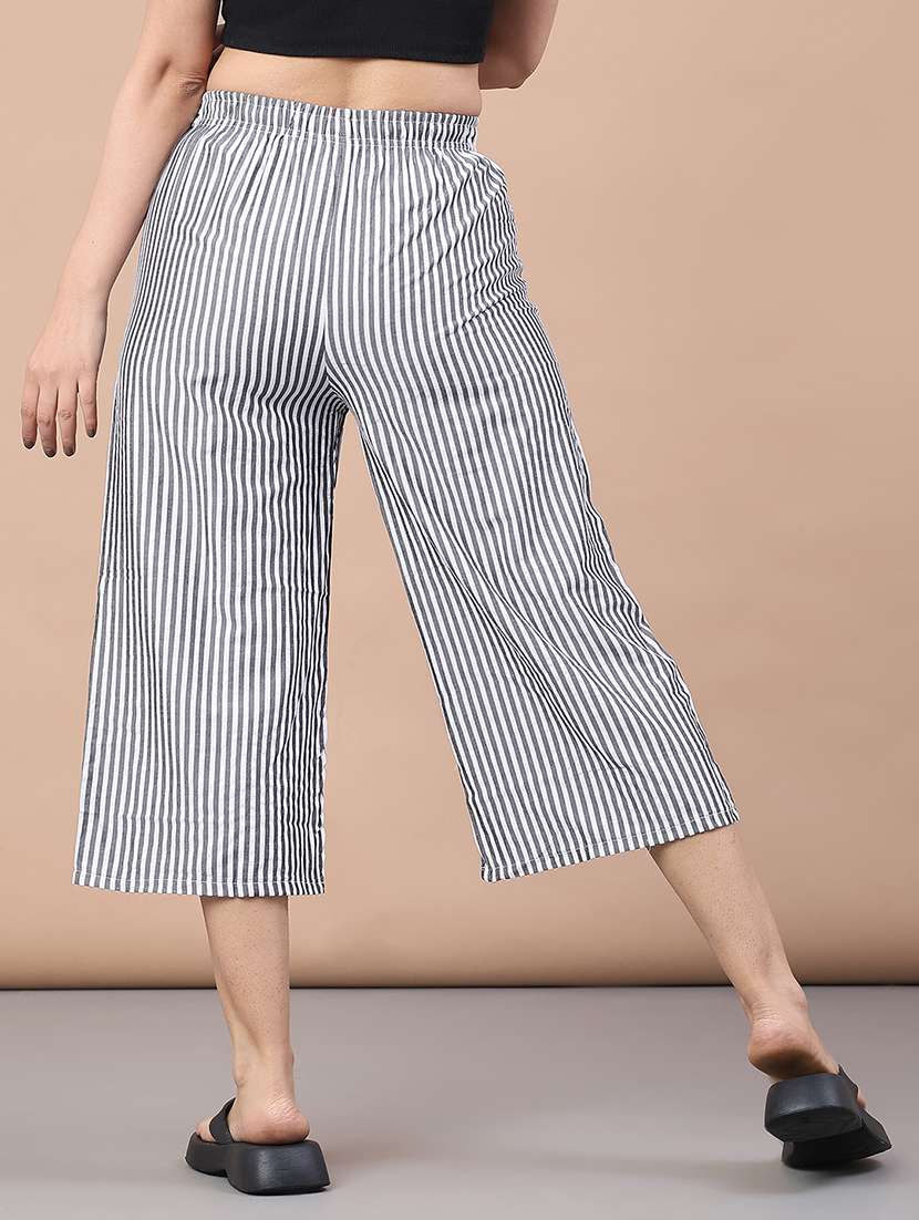 women striped mid rise culottes trouser - 22223205 -  Standard Image - 2