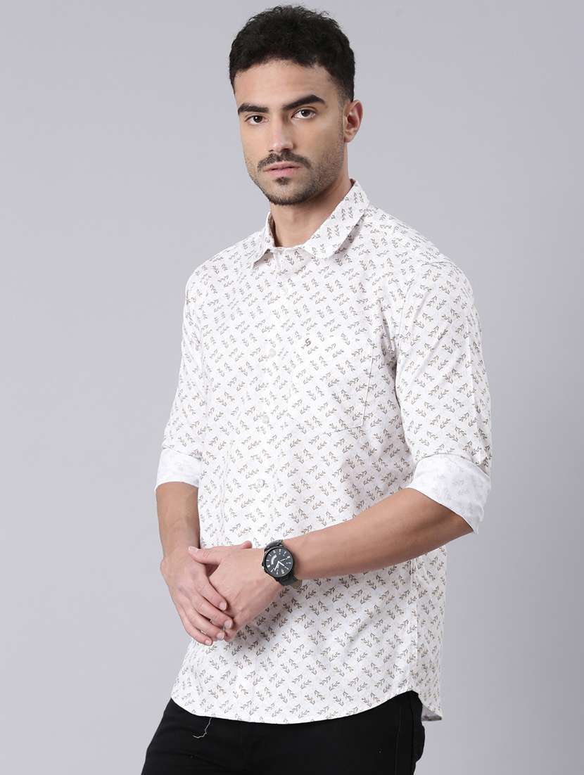 men printed long sleeve slim fit casual shirt - 22223376 -  Standard Image - 2