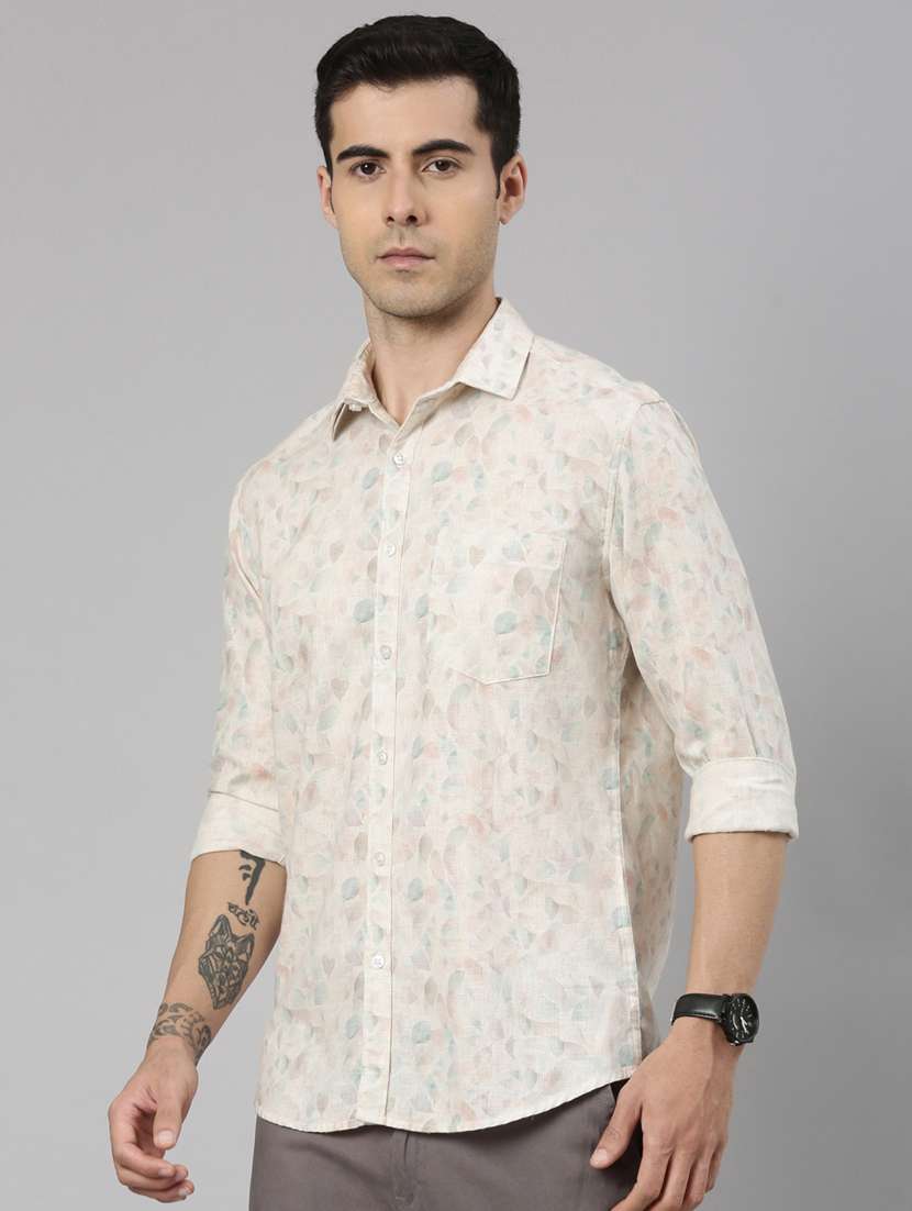 men printed long sleeve slim fit casual shirt - 22223378 -  Standard Image - 2