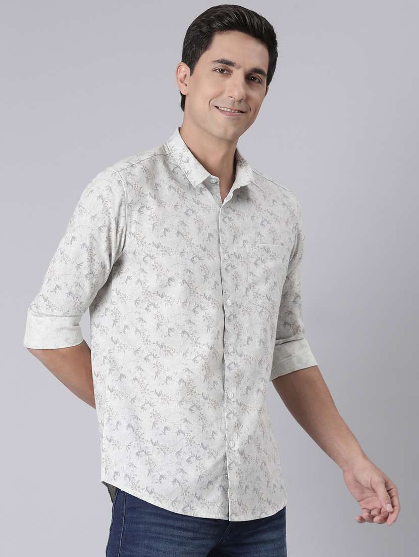 men printed long sleeve slim fit casual shirt - 22223381 -  Standard Image - 2