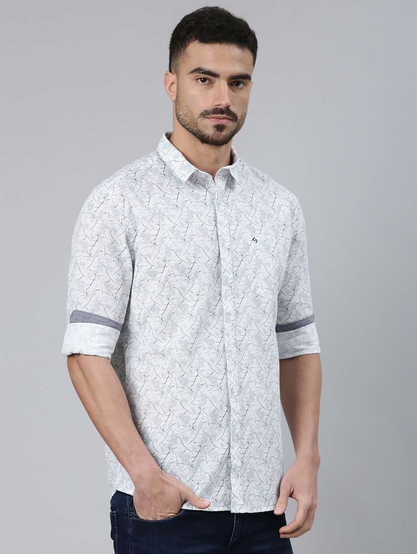men printed long sleeve slim fit casual shirt - 22223383 -  Standard Image - 2