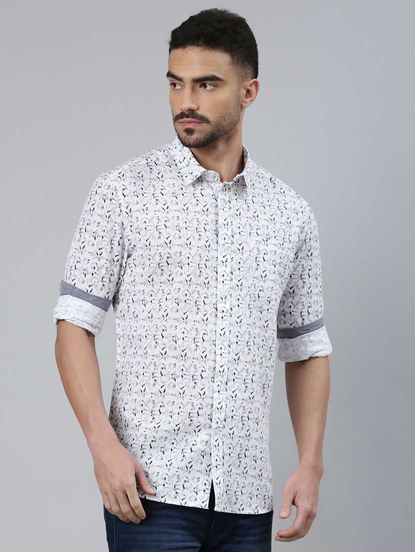 men printed long sleeve slim fit casual shirt - 22223385 -  Standard Image - 2