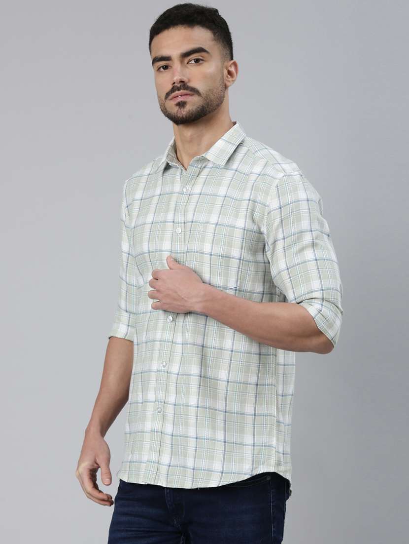 men checkered long sleeve slim fit casual shirt - 22223390 -  Standard Image - 2