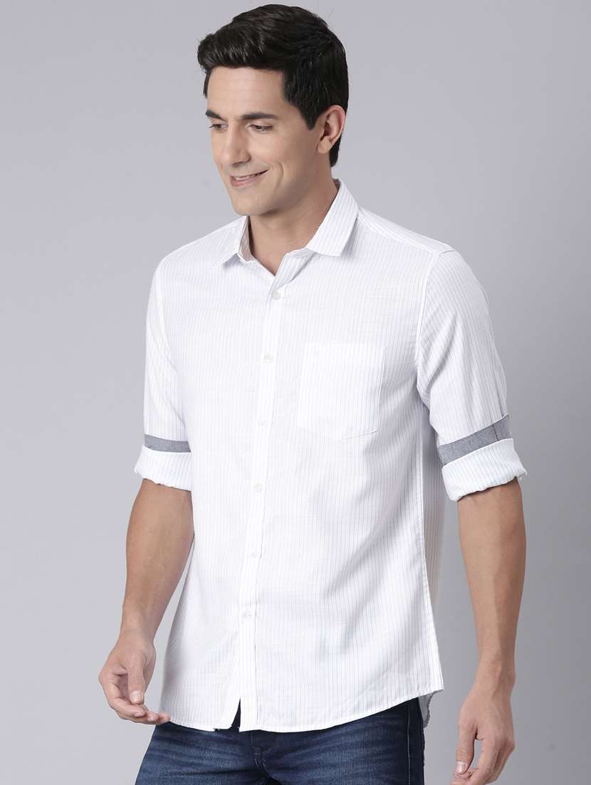 men striped long sleeve slim fit casual shirt - 22223391 -  Standard Image - 2