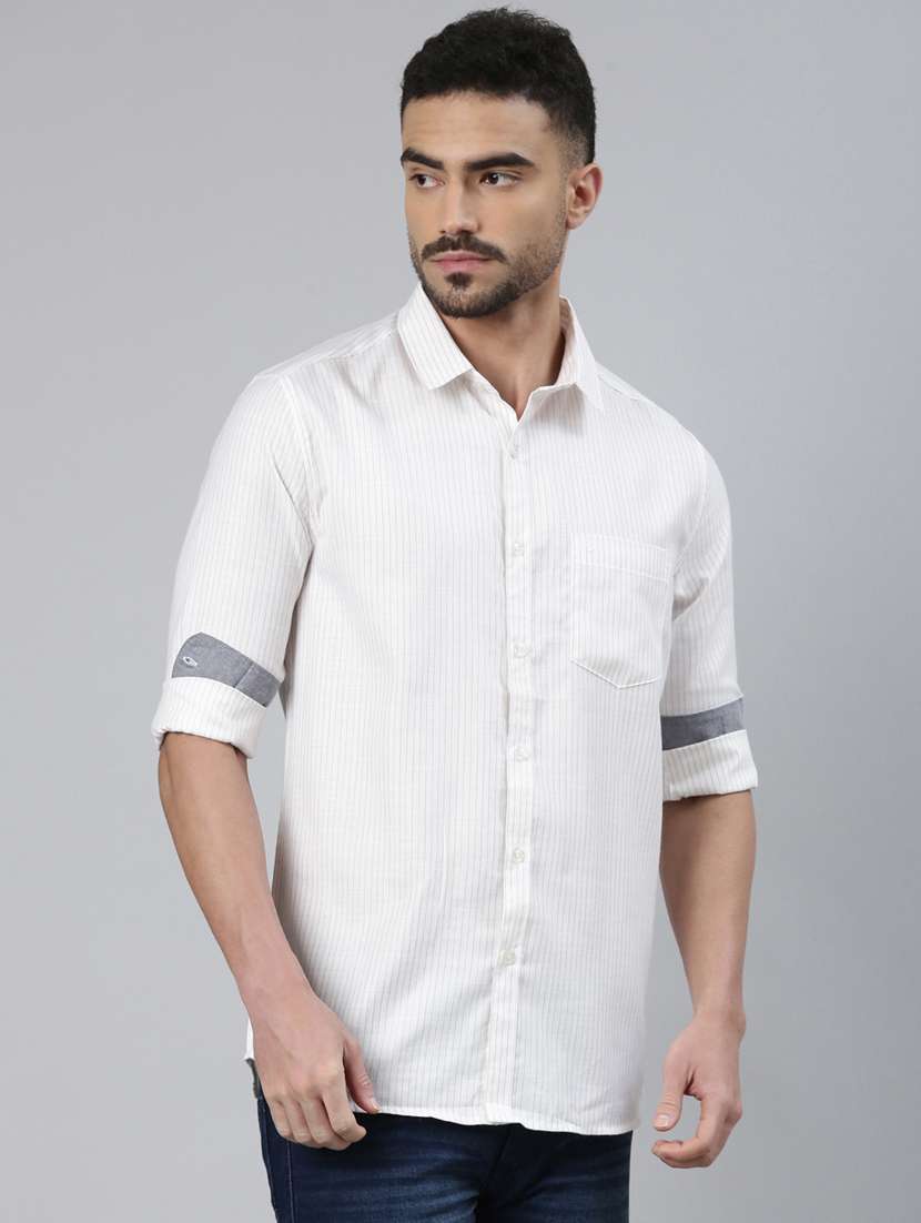 men striped long sleeve slim fit casual shirt - 22223392 -  Standard Image - 2