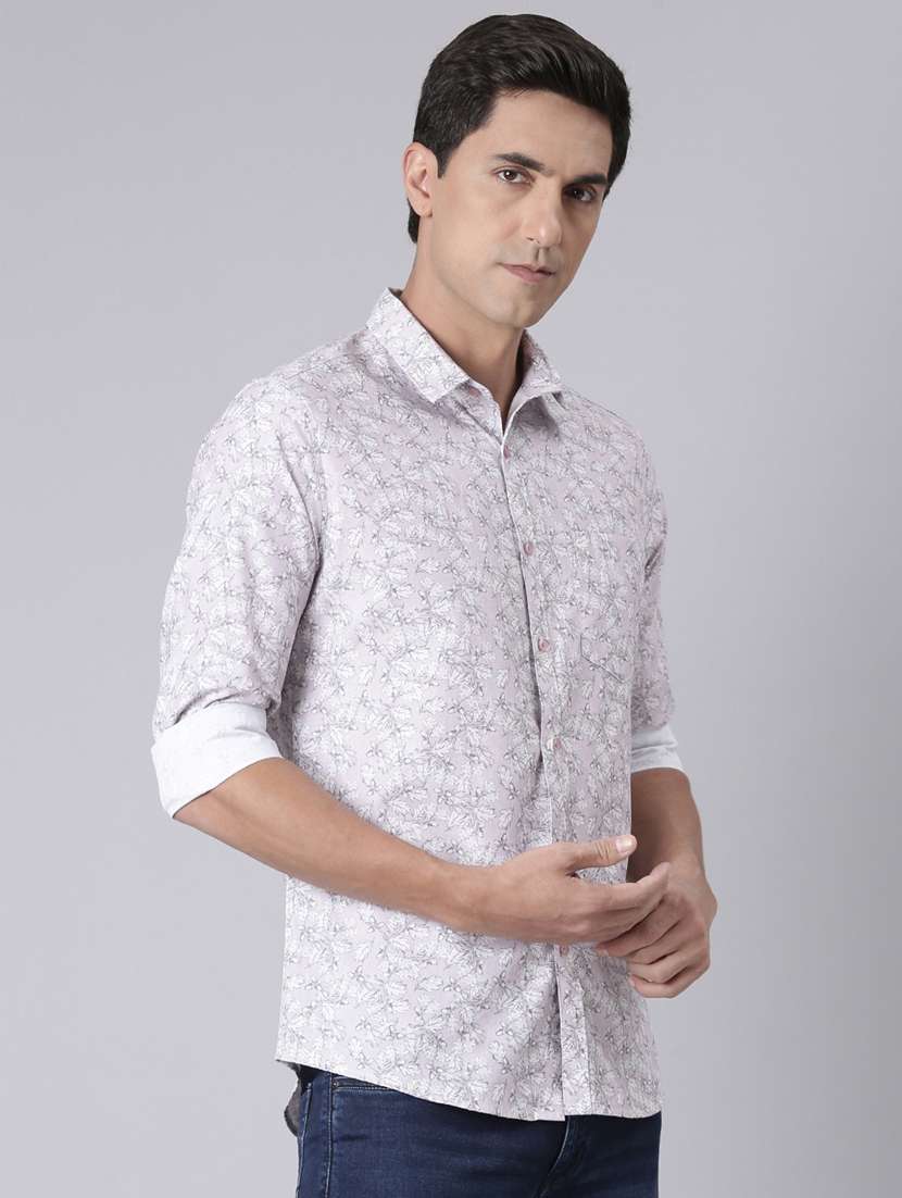 men printed long sleeve slim fit casual shirt - 22223394 -  Standard Image - 2